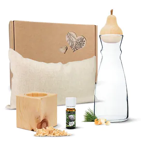 Zirben-Lieblingsbox #12: Zirbenkissen (17x29cm), Zirbenw&uuml;rfel-Set, Zirbenbirn...